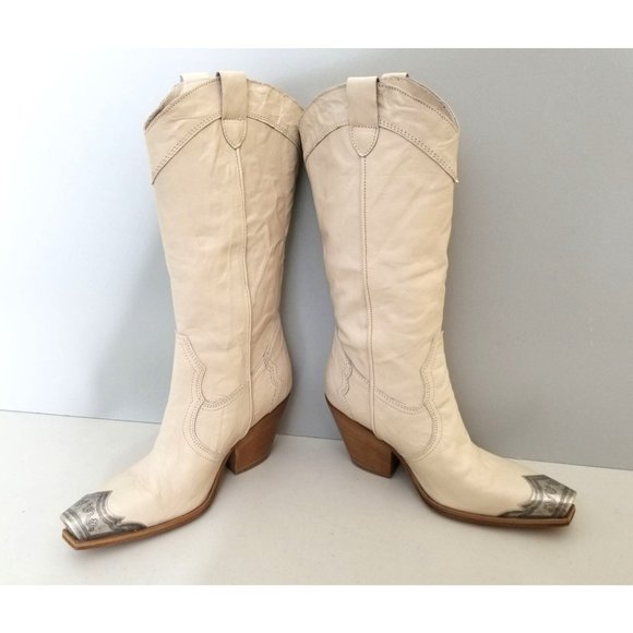 Free People Cream Heeled Boots with Silver Accents - Picture 3 of 5